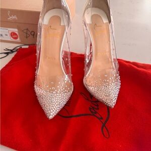 Christian Louboutin Women's Clear and Silver Pumps